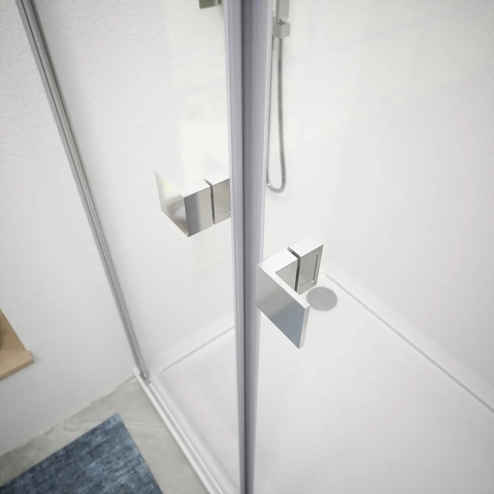 Box doccia 110x90 cm porta saloon e parete fissa profili cromati e vetro da 8mm trasparente h195 | Fiji