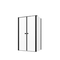 Box doccia 100x80 cm porta saloon e parete fissa profili nero opaco e vetro da 8mm trasparente h195 | Fiji