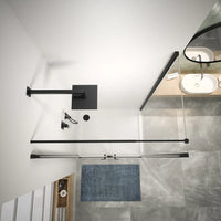 Box doccia 90x70 cm porta saloon e parete fissa profili nero opaco e vetro da 8mm trasparente h195 | Fiji