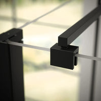 Box doccia 80x70 cm porta saloon e parete fissa profili nero opaco e vetro da 8mm trasparente h195 | Fiji