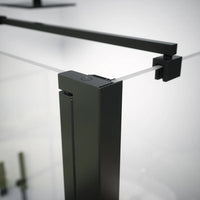 Box doccia 80x70 cm porta saloon e parete fissa profili nero opaco e vetro da 8mm trasparente h195 | Fiji