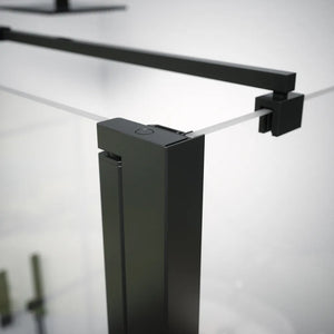 Box doccia 80x70 cm porta saloon e parete fissa profili nero opaco e vetro da 8mm trasparente h195 | Fiji