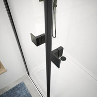 Box doccia 100x80 cm porta saloon e parete fissa profili nero opaco e vetro da 8mm trasparente h195 | Fiji