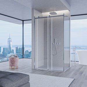 Box doccia due lati trasparente anticalcare porta scorrevole h195 8mm euclide, misura 90x160