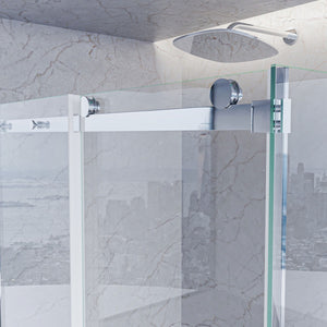 Box doccia due lati trasparente anticalcare porta scorrevole h195 8mm euclide, misura 90x160