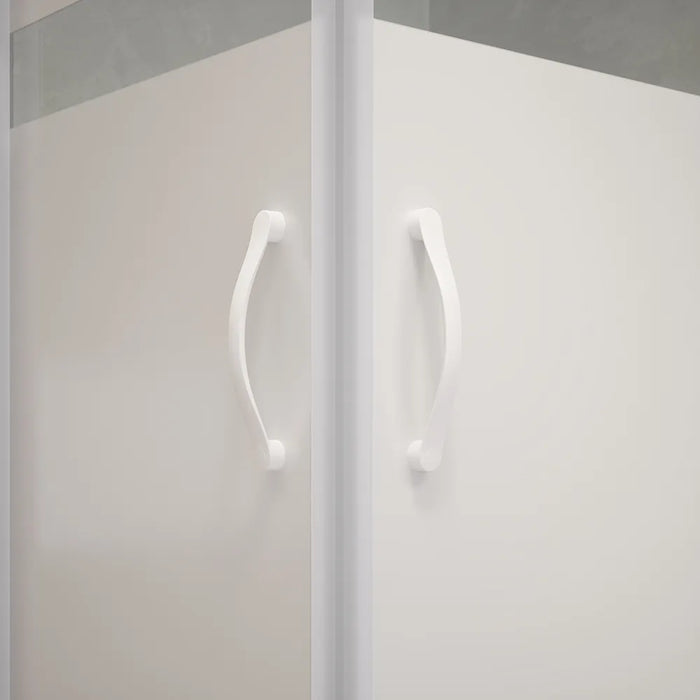 Box doccia angolare 80x80 cm serigrafato 4 mm profili bianchi | Grenada