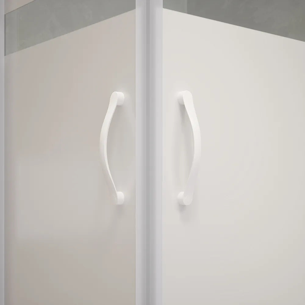 Box doccia angolare 75x75 cm serigrafato 4 mm profili bianchi | Grenada