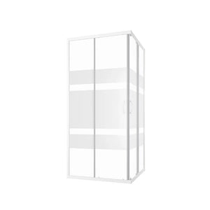 Box doccia angolare 90x90 cm serigrafato 4 mm profili bianchi | Grenada