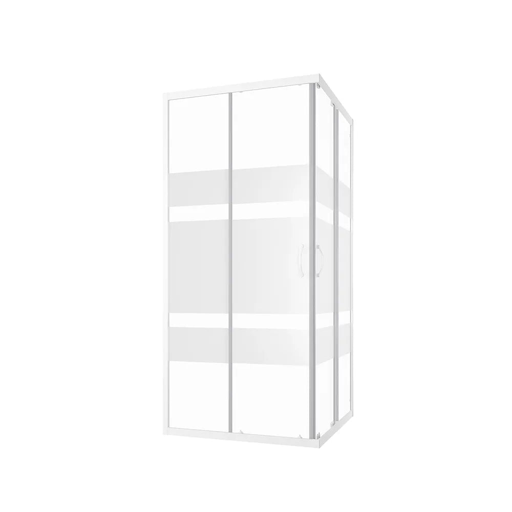 Box doccia angolare 75x75 cm serigrafato 4 mm profili bianchi | Grenada