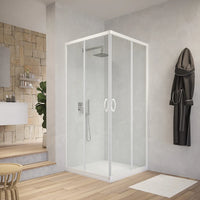 Box doccia angolare 75x75 cm trasparente 4 mm profili bianchi | Grenada