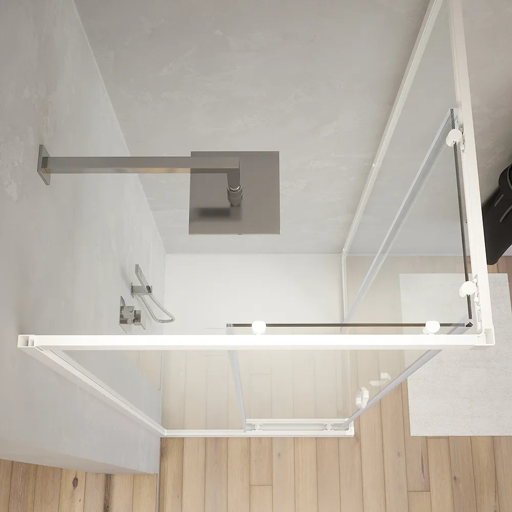 Box doccia angolare 80x80 cm trasparente 4 mm profili bianchi | Grenada