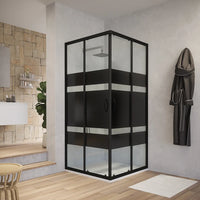 Box doccia angolare 90x90 cm serigrafato 4 mm profili neri | Willis