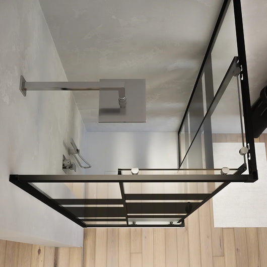 Box doccia angolare 80x80 cm serigrafato 4 mm profili neri | Willis