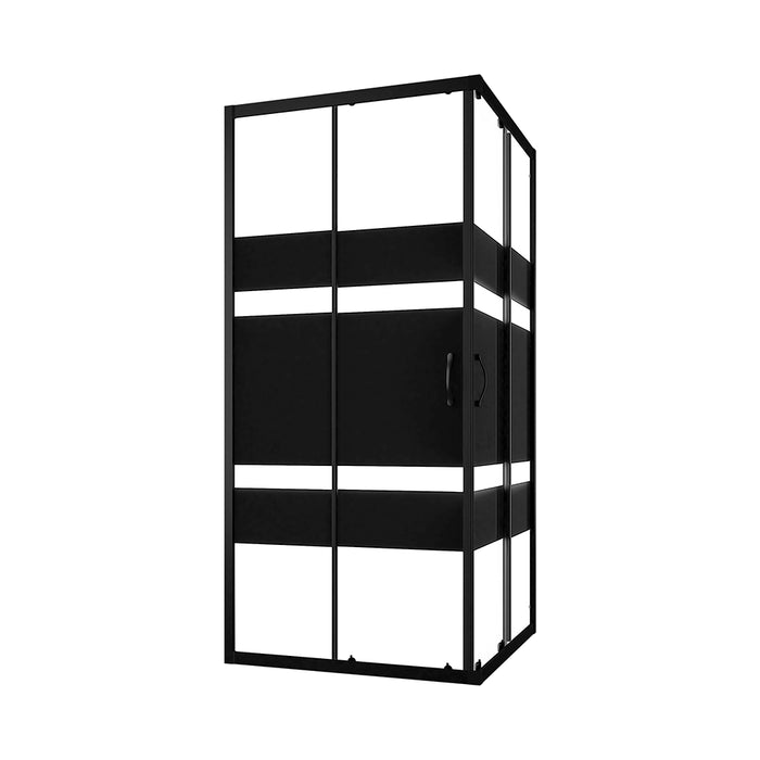 Box doccia angolare 90x90 cm serigrafato 4 mm profili neri | Willis