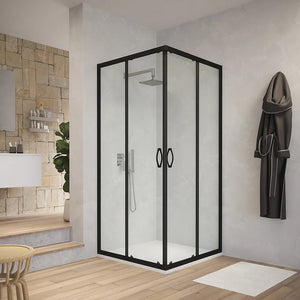 Box doccia angolare 70x70 cm trasparente 4 mm profili neri | Willis