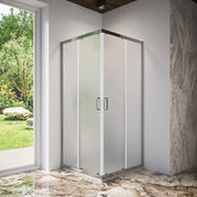 Box doccia 90x90 cm angolare scorrevole profili cromati vetro 6mm stampato h185 | Tonga