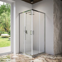 Box doccia 75x75 cm angolare scorrevole profili cromati vetro 6mm trasparente h185 | Tonga