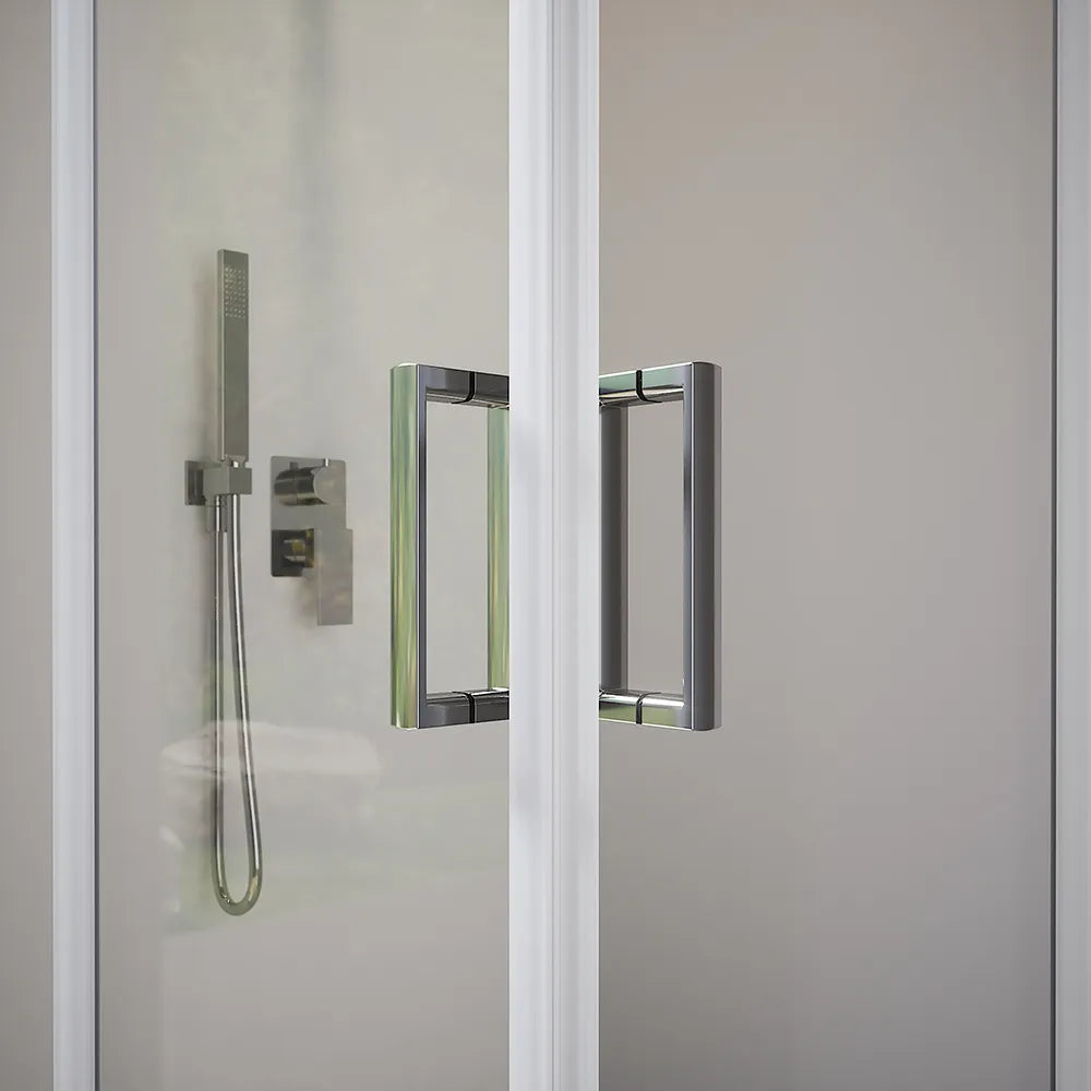 Box doccia 75x75 cm angolare scorrevole profili cromati vetro 6mm trasparente h185 | Tonga