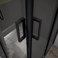Box doccia 90x90 cm angolare scorrevole profili nero opaco vetro 6mm fumè h185 | Tonga
