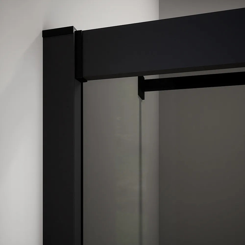 Box doccia 90x90 cm angolare scorrevole profili nero opaco vetro 6mm fumè h185 | Tonga