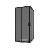Box doccia 90x90 cm angolare scorrevole profili nero opaco vetro 6mm fumè h185 | Tonga