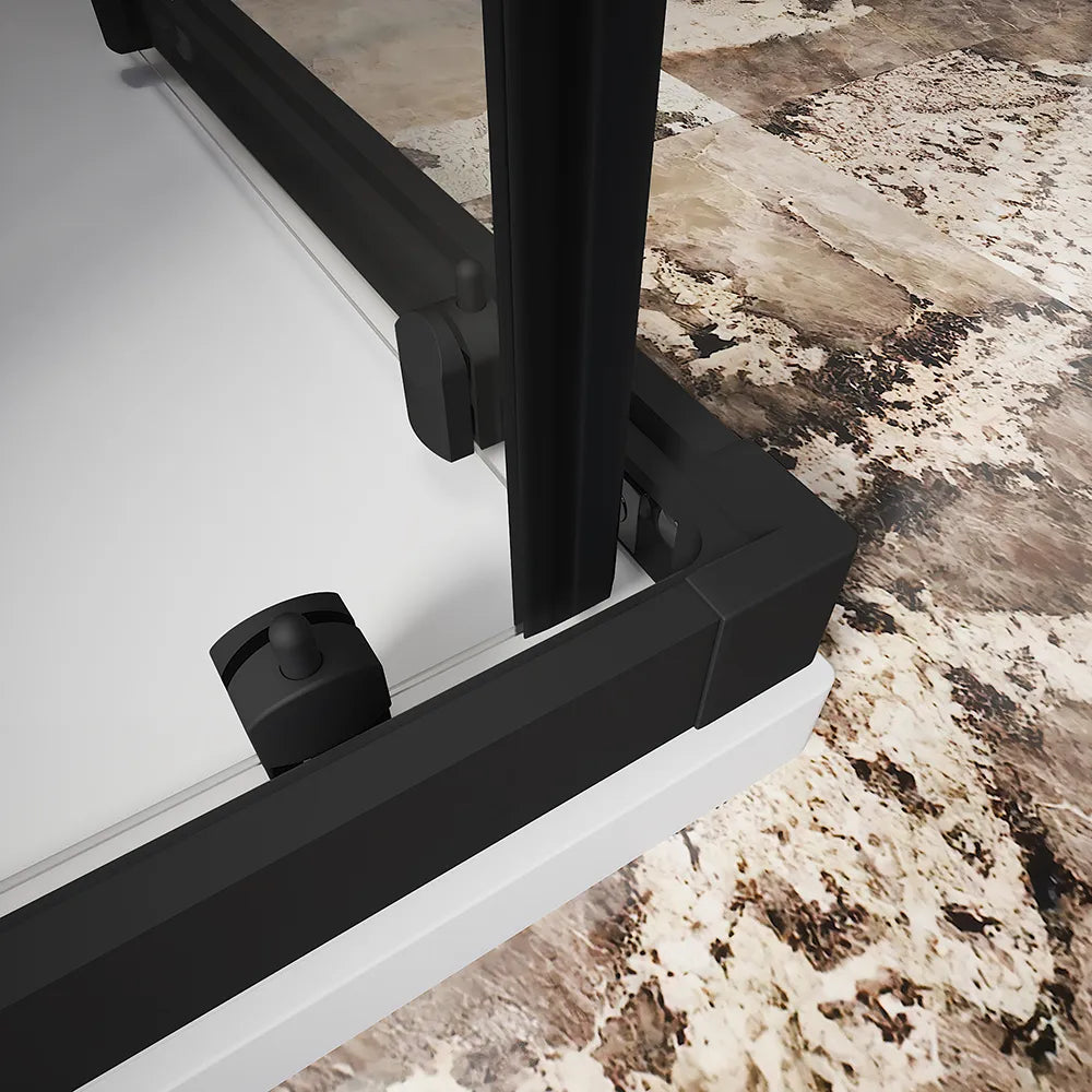 Box doccia 75x75 cm angolare scorrevole profili nero opaco vetro 6mm trasparente h185 | Tonga