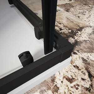 Box doccia 80x80 cm angolare scorrevole profili nero opaco vetro 6mm trasparente h185 | Tonga