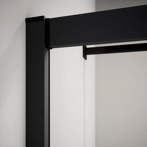 Box doccia 90x90 cm angolare scorrevole profili nero opaco vetro 6mm trasparente h185 | Tonga