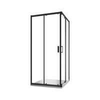 Box doccia 90x90 cm angolare scorrevole profili nero opaco vetro 6mm trasparente h185 | Tonga