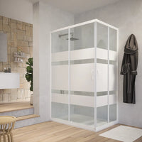 Box doccia angolare 80x100 cm serigrafato 4 mm profili bianchi | Grenada