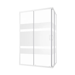 Box doccia angolare 70x120 cm serigrafato 4 mm profili bianchi| Grenada