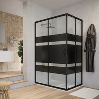 Box doccia angolare 80x120 cm serigrafato 4 mm profili neri | Willis