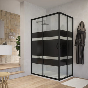 Box doccia angolare 70x120 cm serigrafato 4 mm profili neri | Willis