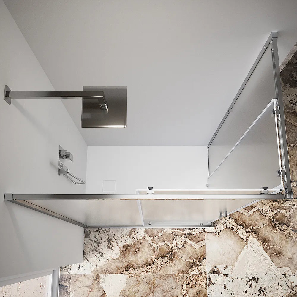 Box doccia 80x90 cm angolare scorrevole profili cromati vetro 6mm stampato h185 | Tonga