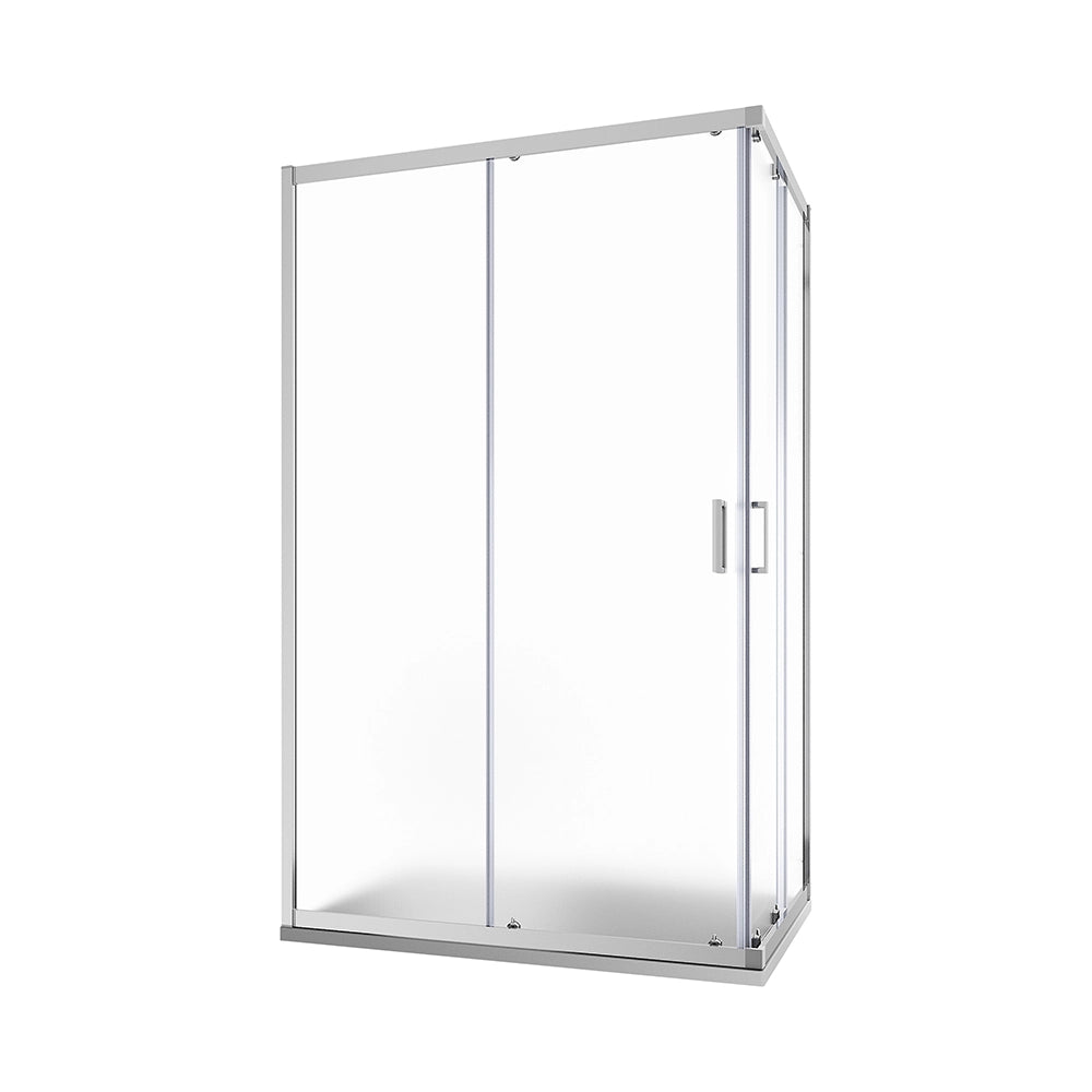 Box doccia 80x120 cm angolare scorrevole profili cromati vetro 6mm stampato h185 | Tonga