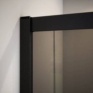 Box doccia 80x100 cm angolare scorrevole profili nero opaco vetro 6mm fumè h185 | Tonga