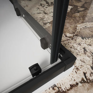 Box doccia 80x120 cm angolare scorrevole profili nero opaco vetro 6mm trasparente h185 | Tonga