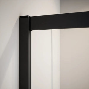 Box doccia 80x120 cm angolare scorrevole profili nero opaco vetro 6mm trasparente h185 | Tonga
