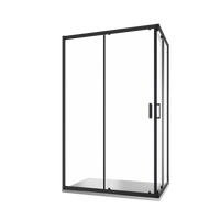 Box doccia 80x90 cm angolare scorrevole profili nero opaco vetro 6mm trasparente h185 | Tonga
