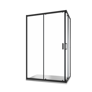 Box doccia 80x120 cm angolare scorrevole profili nero opaco vetro 6mm trasparente h185 | Tonga