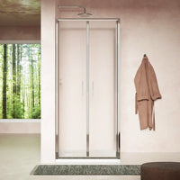 Box doccia slim 70x70cm con porta saloon e parete fissa profili cromati e vetro 6mm opaco h190| Portofino