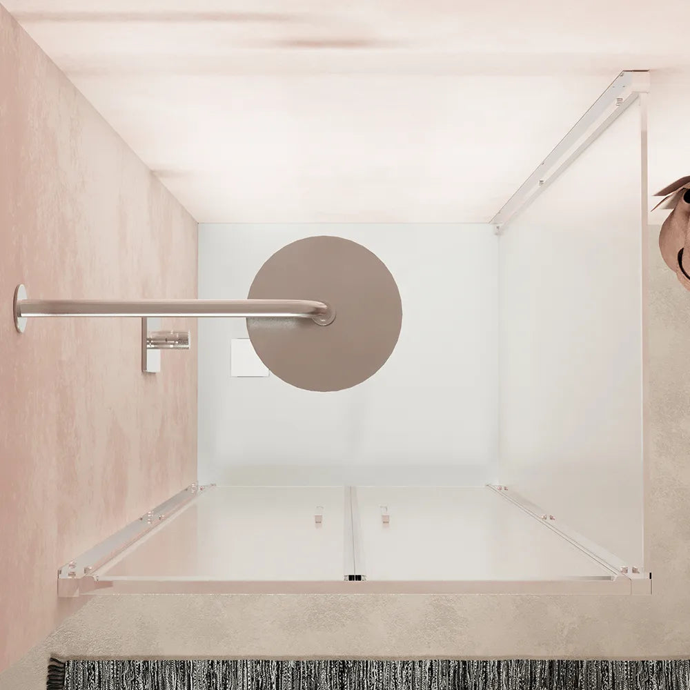 Box doccia slim 90x70cm con porta saloon e parete fissa profili cromati e vetro 6mm opaco h190| Portofino