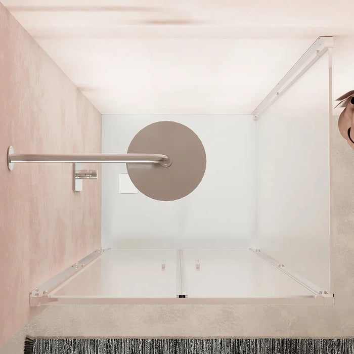 Box doccia slim 70x100cm con apertura saloon e parete fissa profili cromati e vetro 6mm opaco h190| Portofino