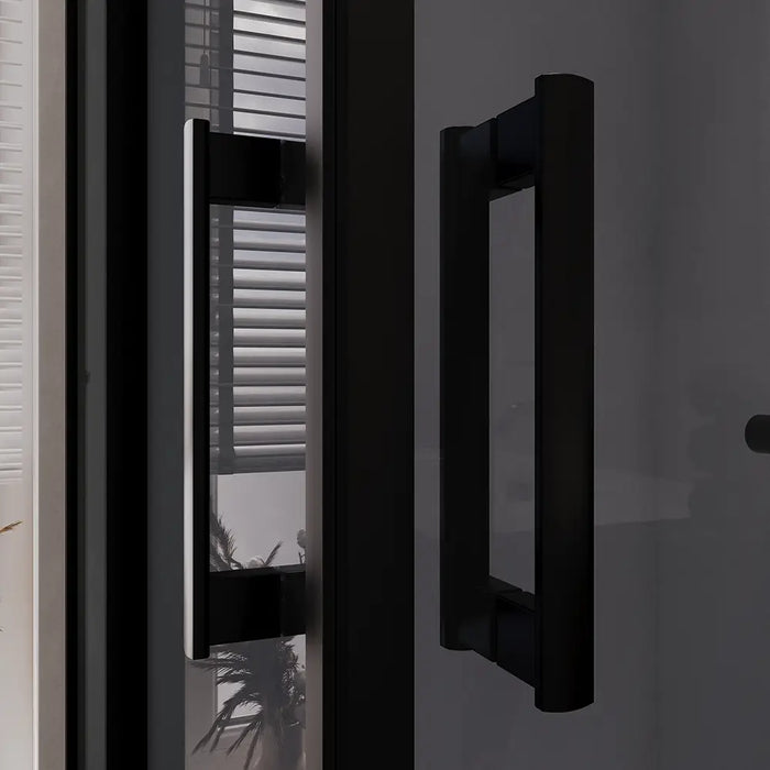 Box doccia 70x120 cm angolare doppio scorrevole profili neri vetro fumé h190 | Java