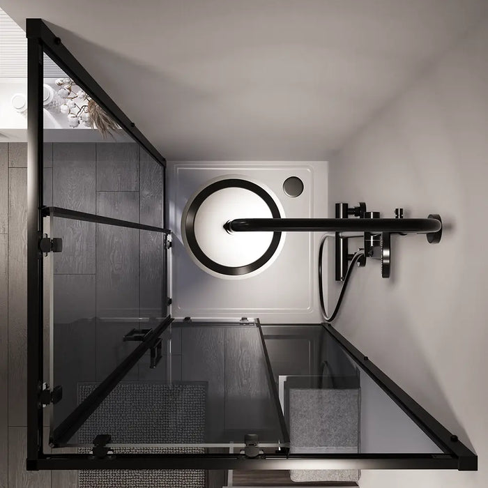 Box doccia 80x120 cm angolare doppio scorrevole profili neri vetro fumÃ© h190 | Java