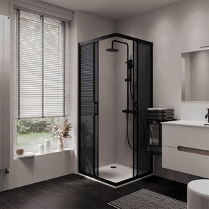 Box doccia 70x120 cm angolare doppio scorrevole profili neri vetro fumé h190 | Java