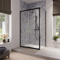 Box doccia 90x150 cm scorrevole vetro 6mm trasparente profili nero opaco | Lipari