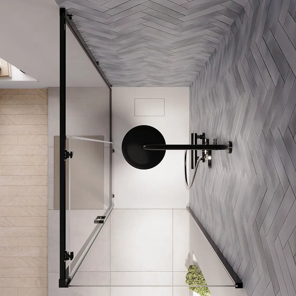 Box doccia 90x110 cm scorrevole vetro 6mm trasparente profili nero opaco | Lipari