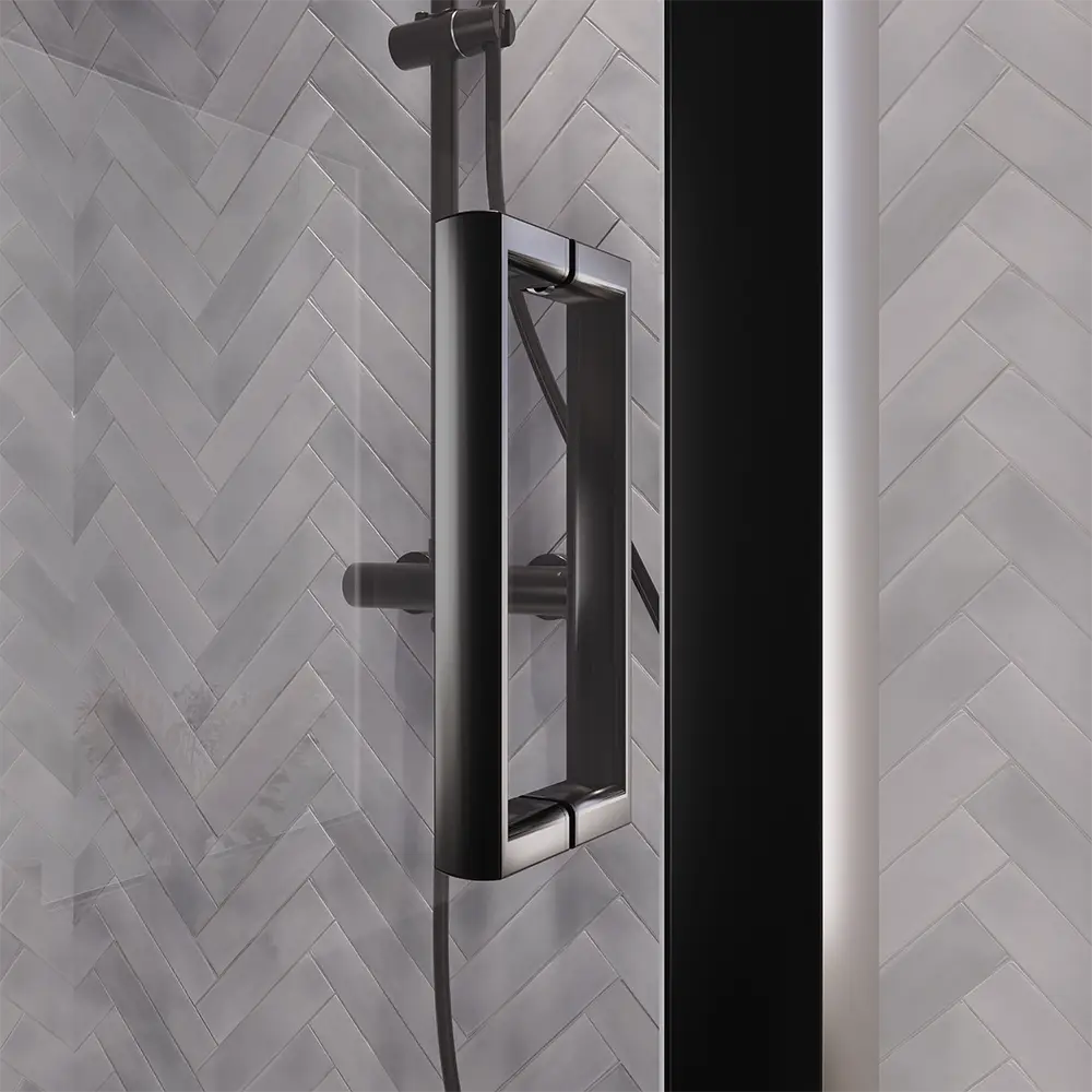 Box doccia 90x130 cm scorrevole vetro 6mm trasparente profili nero opaco | Lipari