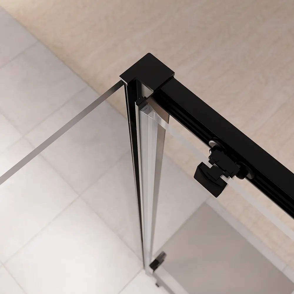 Box doccia 90x140 cm scorrevole vetro 6mm trasparente profili nero opaco | Lipari
